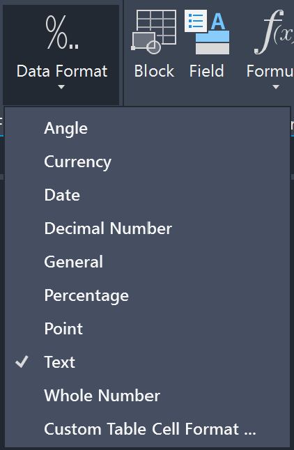 Edit Table - Data Format