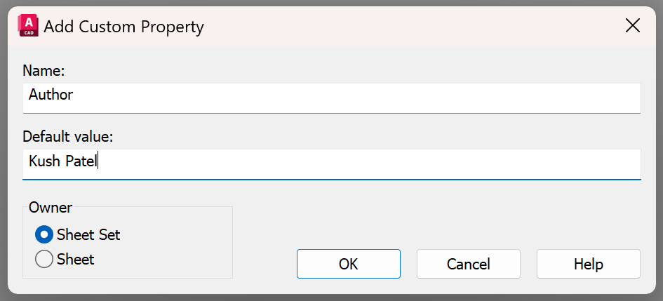AutoCAD Sheet Set Manager Custom Properties - 2