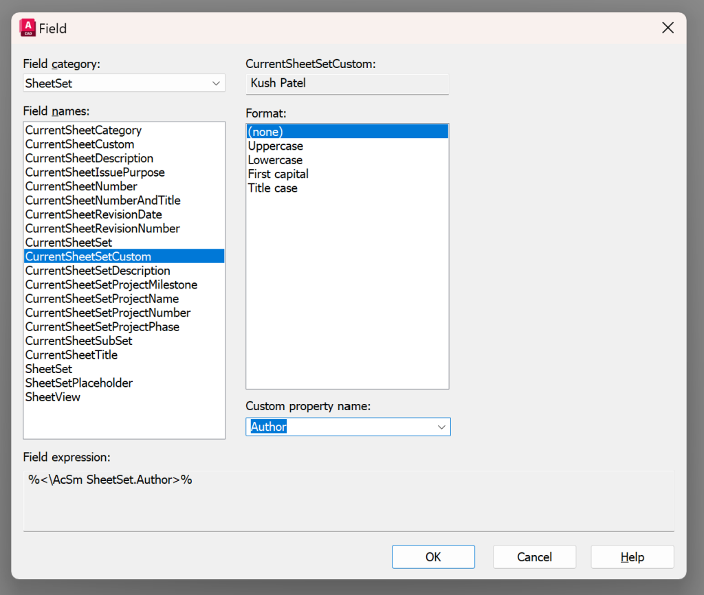 AutoCAD Sheet Set Manager Custom Properties - 4