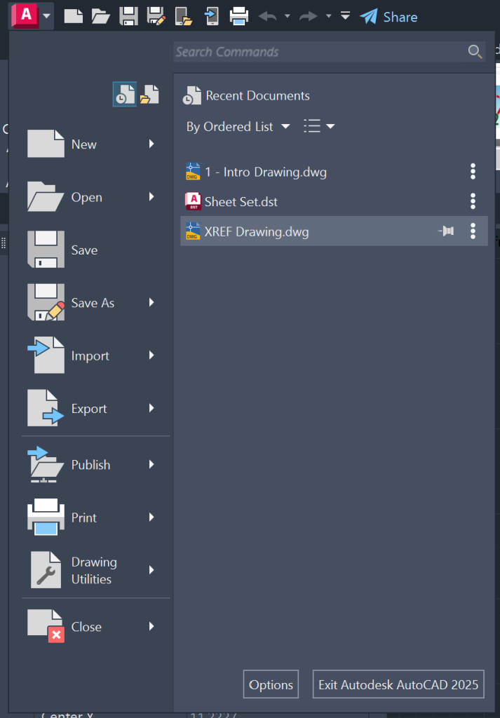 Application Button - AutoCAD User Interface