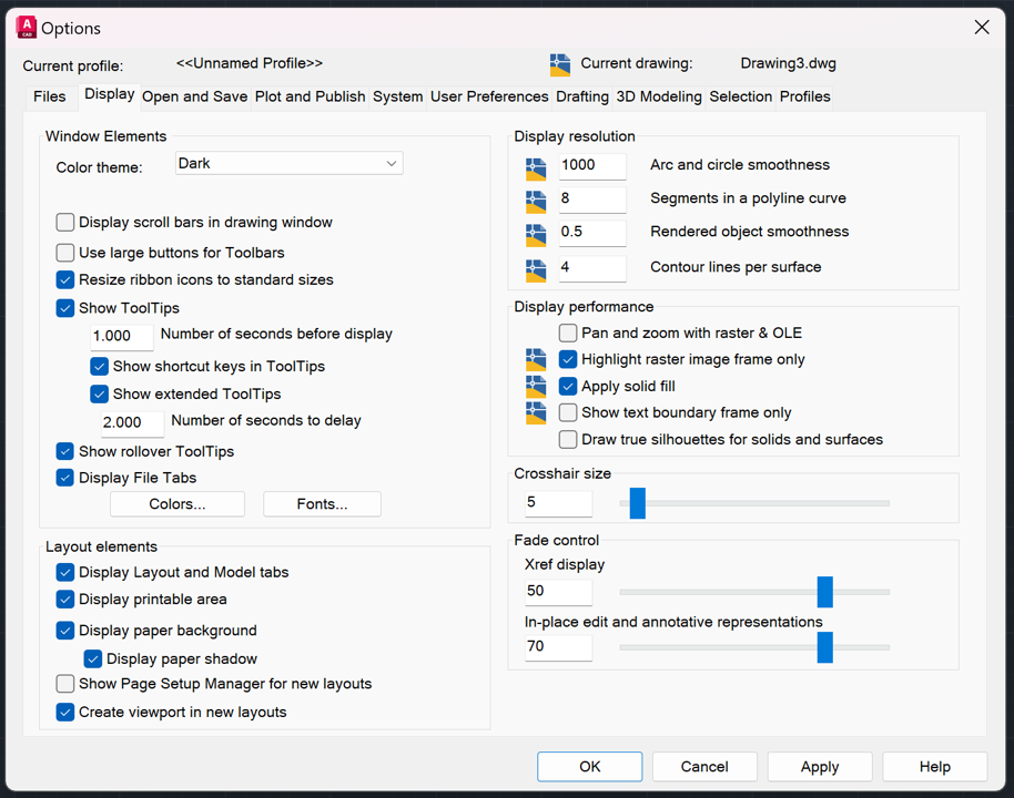 Change Crosshairs Size - AutoCAD Navigational Tools