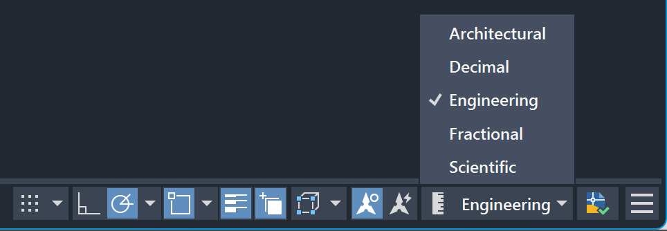 Change Units Using Status Bar