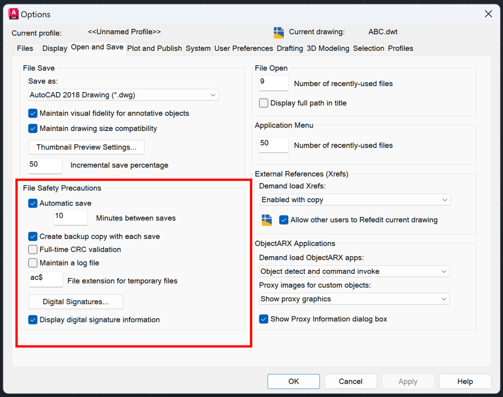 Auto Save - AutoCAD Intuitive Commands