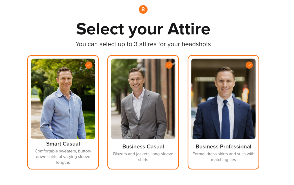 Step 10: Select an Attire - Aragon AI