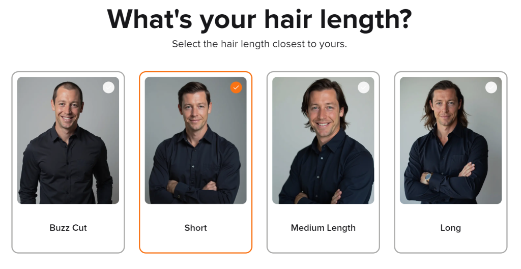 Step 13: Choose Hair Length - Aragon AI
