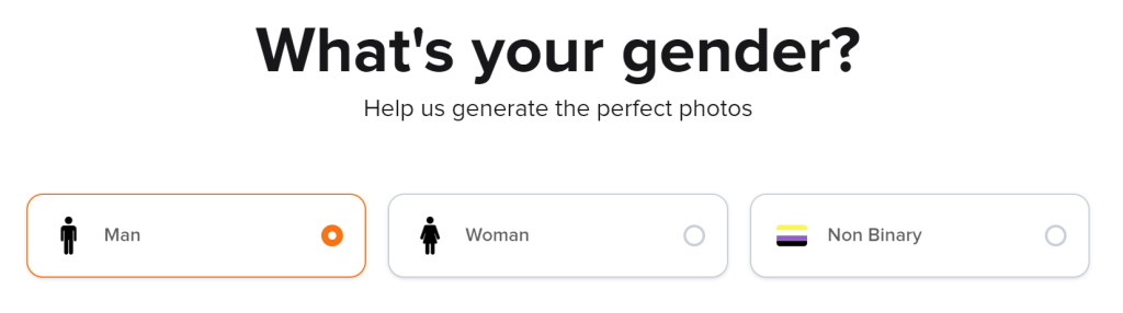 Step 3: Choose your Gender - Aragon AI
