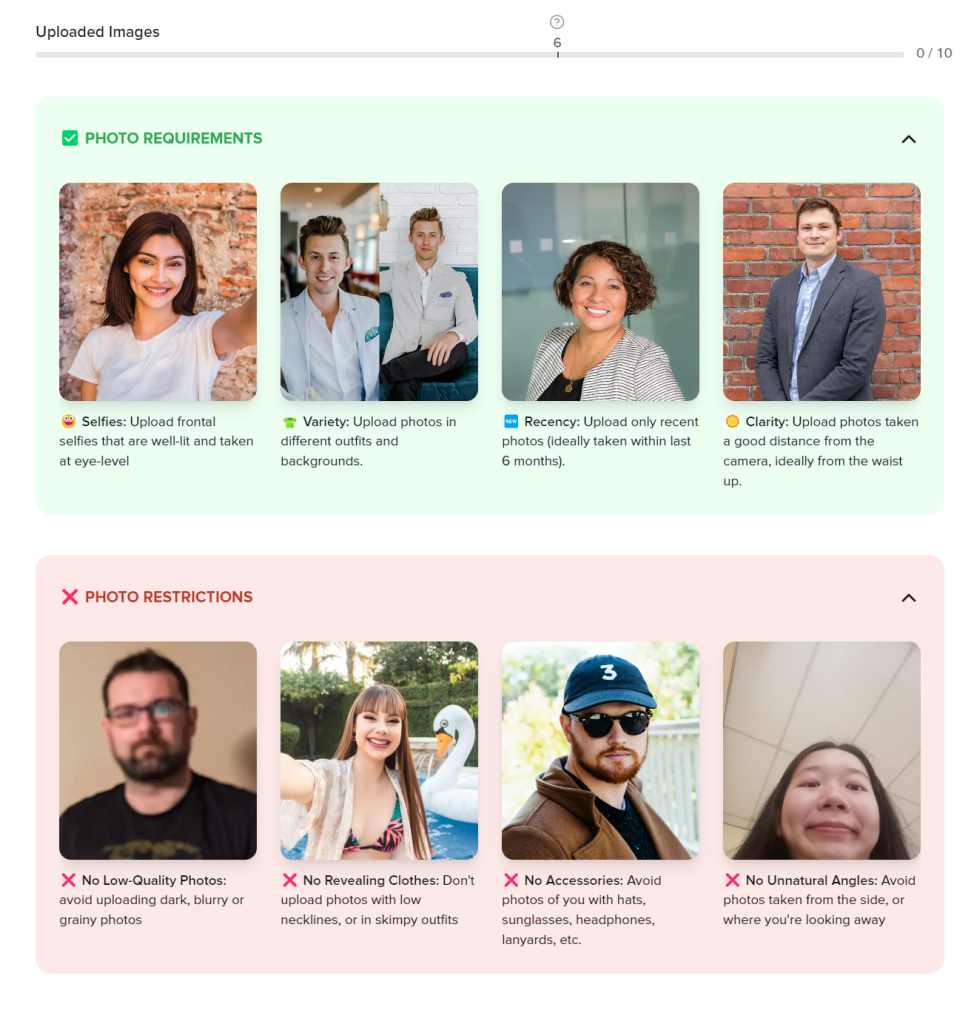 Photo Upload Requirements - Aragon AI