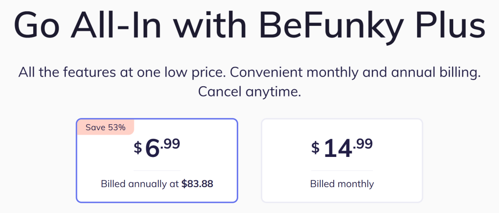 BeFunky Pricing