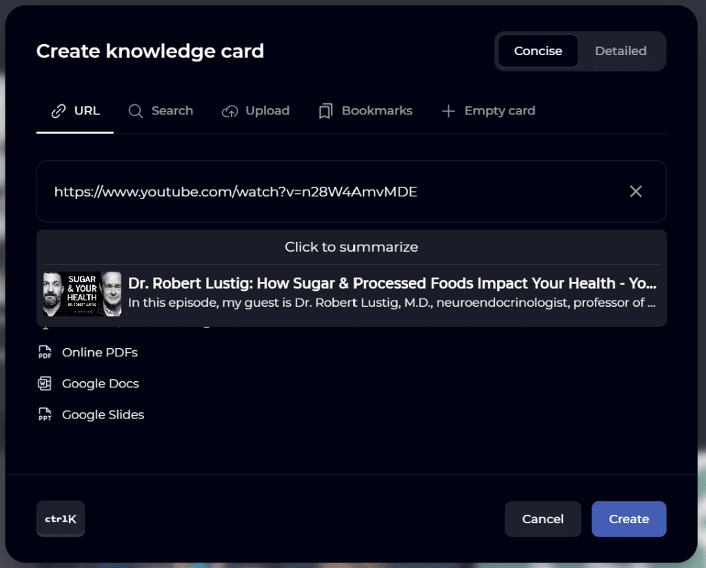 Knowledge Card - AI YouTube Video Summarizer