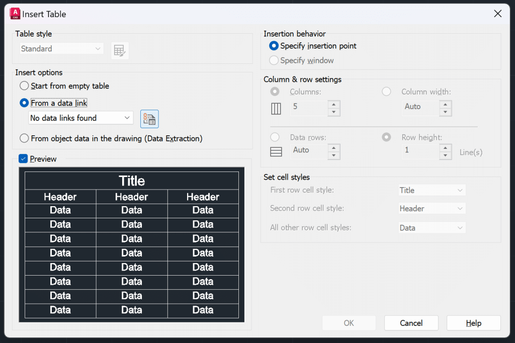 AutoCAD Table Data Link - 1