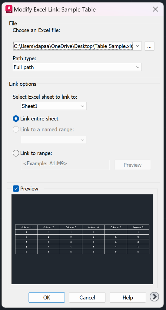 AutoCAD Table Data Link - 5