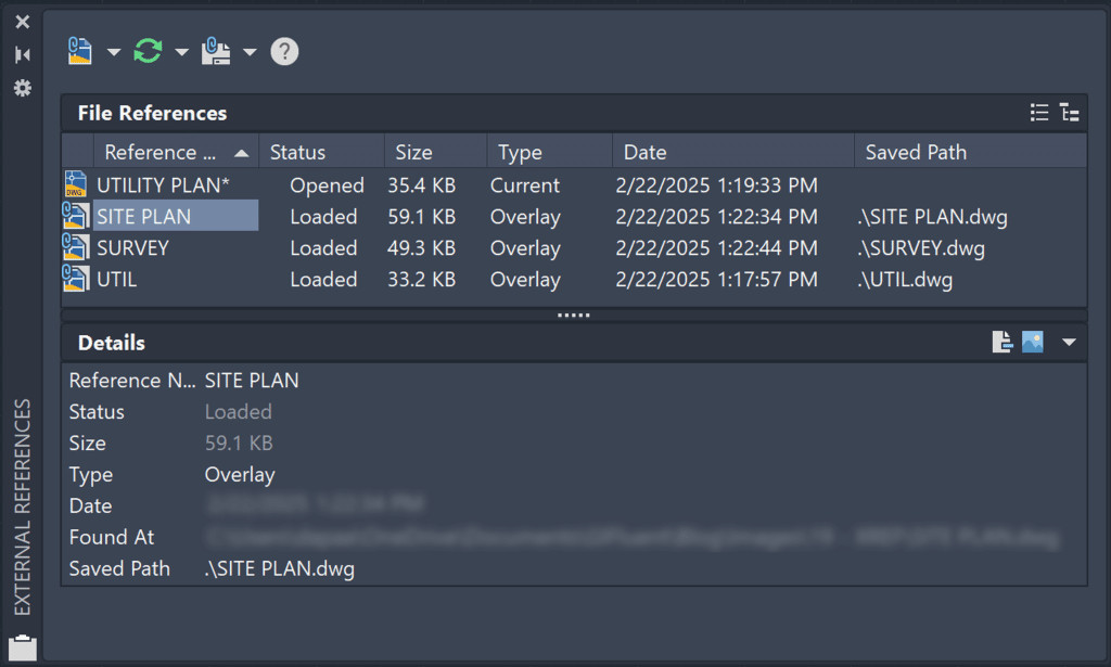 AutoCAD XREF Palette