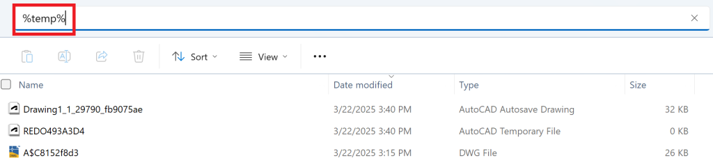 AutoCAD Temporary Save File