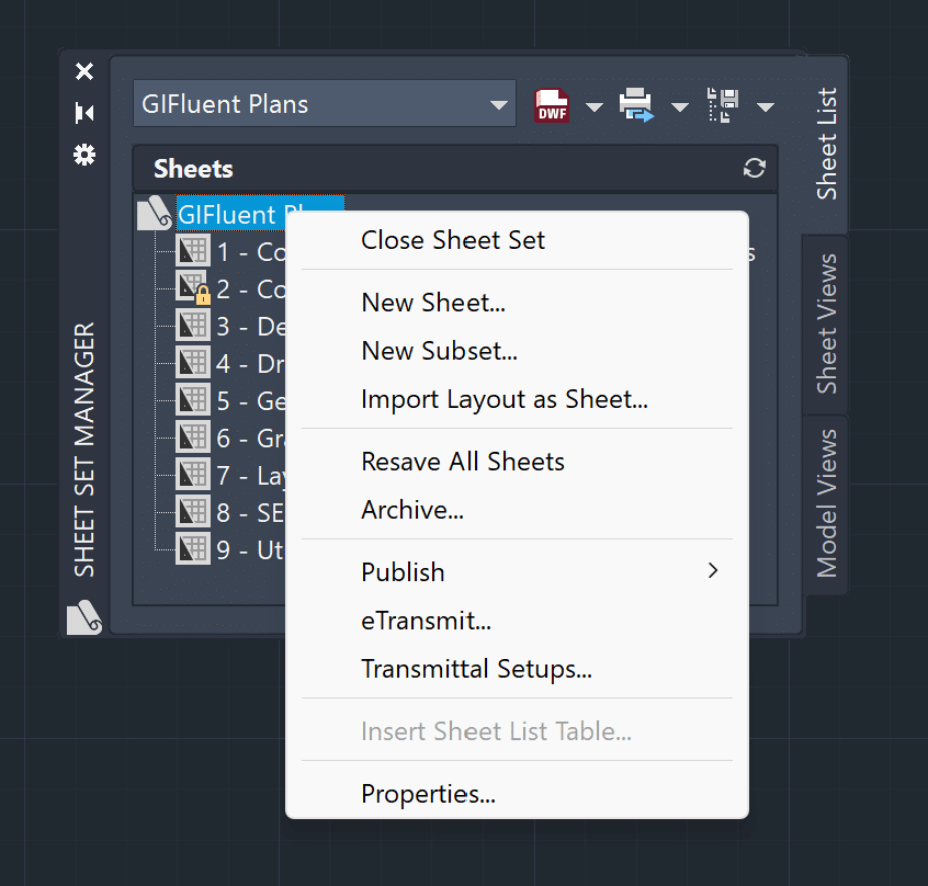 Close Sheet Set in AutoCAD