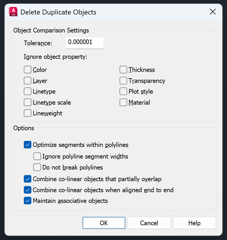 AutoCAD Overkill - Delete Duplicate Objects