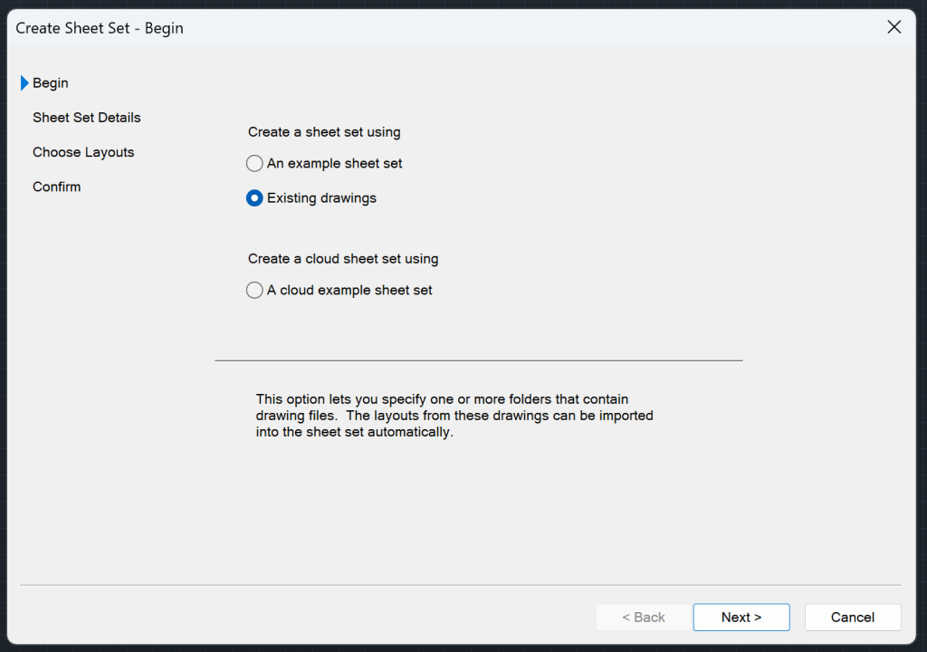Existing Drawing Sheet Set - 1 (AutoCAD Sheet Set Manager)