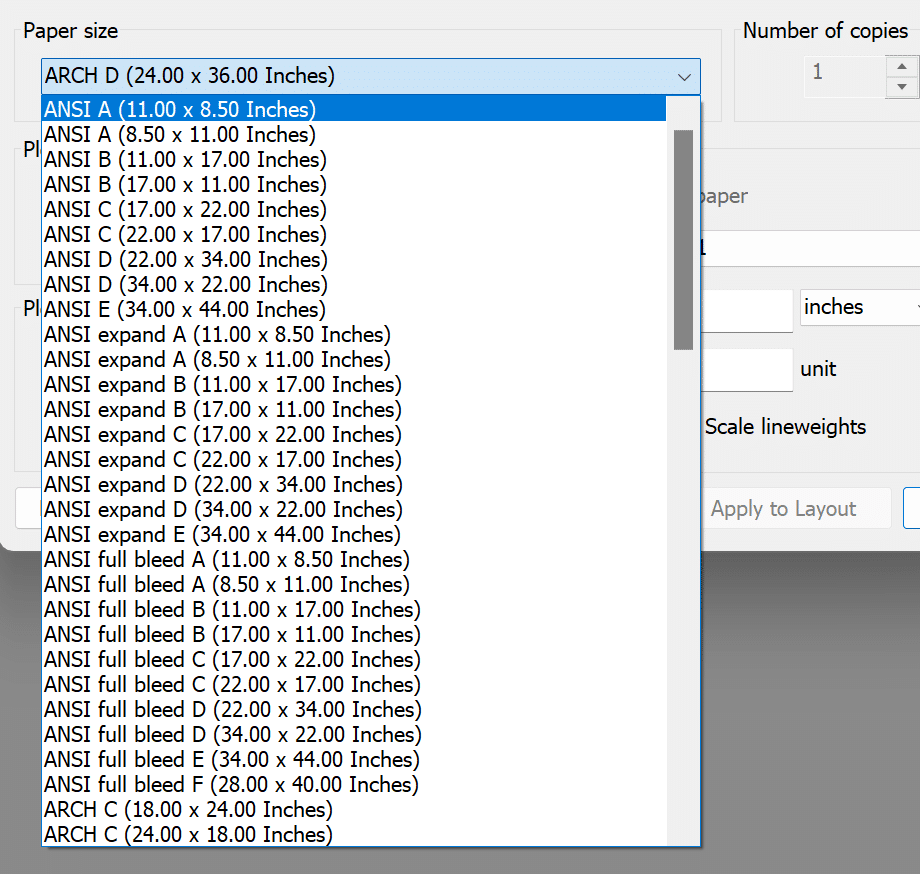 Paper Size - Print Dialog Box