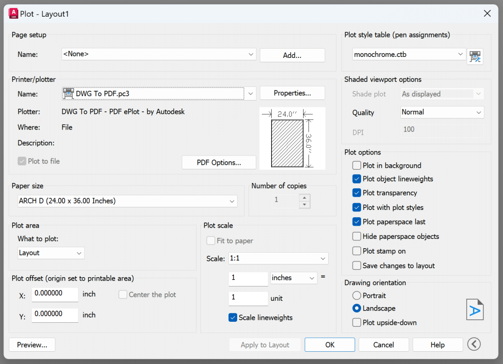 Plot Dialog Box - AutoCAD Print