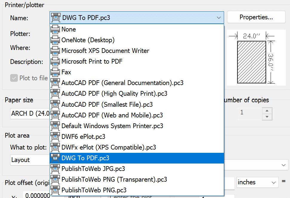Printer/Plotter - Plot Dialog Box